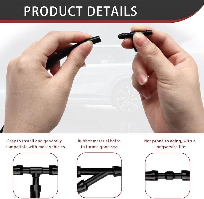Arwrilt Windshield Washer Hose Kit, 4 Meter Washer Fluid Hose with 30 PCS Hose Connectors, Universal Windshield Washer Hose Conntector for Conneting Car Water Pump and Nozzles - Image 3